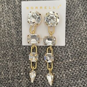 Sorrelli Kelly Statement Dangle Earrings Bright Gold and Crystal Paperclip NEW